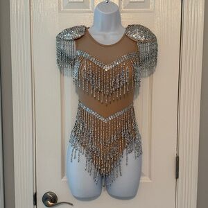 Sequin Fringe Bodysuit with beading